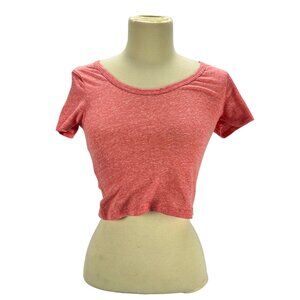 Bozzolo Red Heathered Cropped T-Shirt M Kids Y2K Style Casual Short Sleeve Top